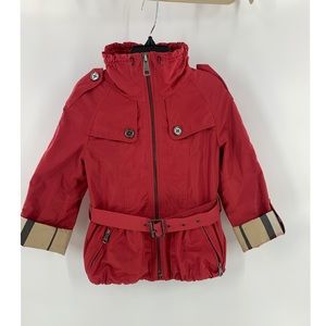 Burberry Kids Red Raincoat with Belt